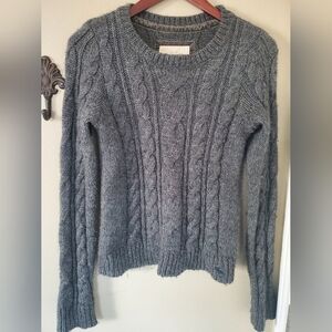 Abercrombie & Fitch Y2K Dark Gray Wool Blend Cable Knit Sweater, Women's Medium